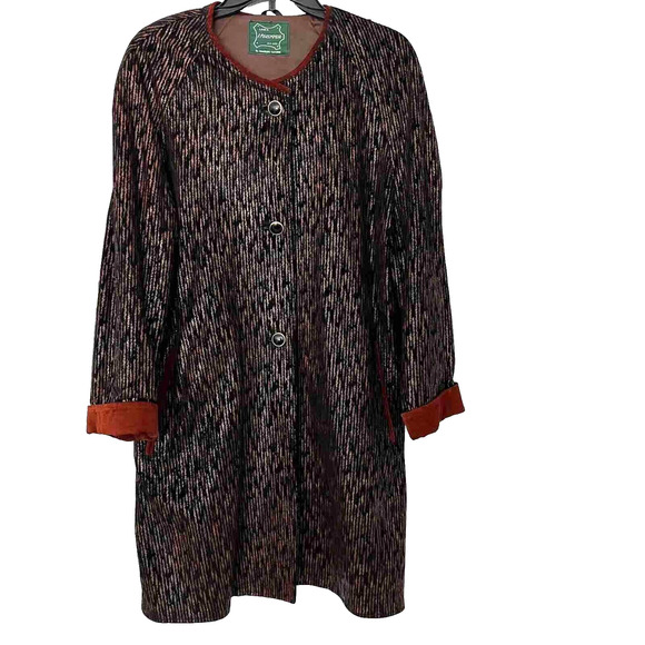Linea Maremmani by Maurizio Saturni Long Coat Women's Brown Lined Button Front